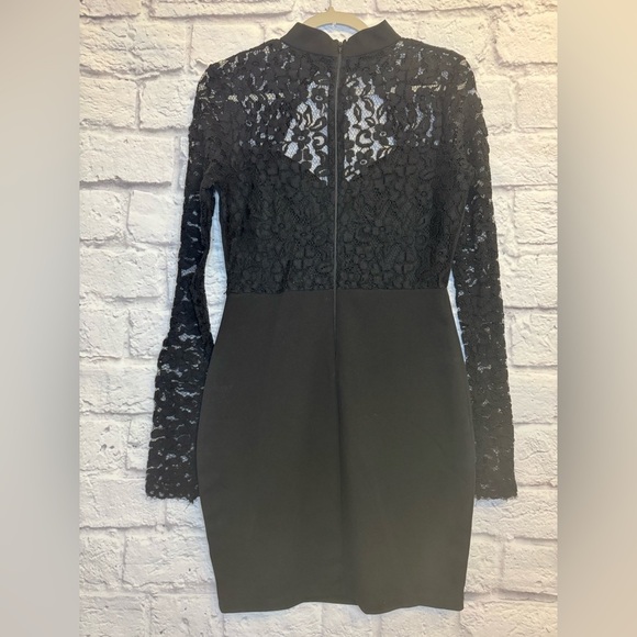 Black Windsor Dress with Lace Sleeves & Back with Collar - Picture 2 of 3